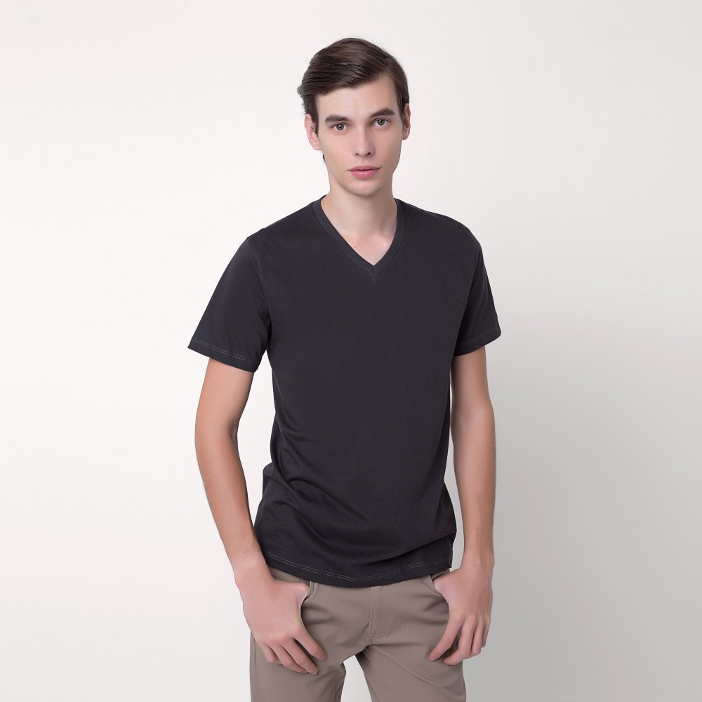 KOO'S เสื้อยืดสีพื้น คอวี แขนสั้น เสื้อเปล่า *การันตีสีไม่ตกผ้าไม่ย้วย* - คอตตอน 100%