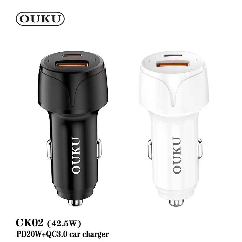 ouku-ck02-ที่ชาร์จแบตในรถ-ชาร์จเร็ว-usb-car-chargerหัวชาร์จ-อะแดปเตอร์-ชาร์จในรถ-1ช่อง-usb-22-5w-type-c20w-qc02-พร้อมส่ง