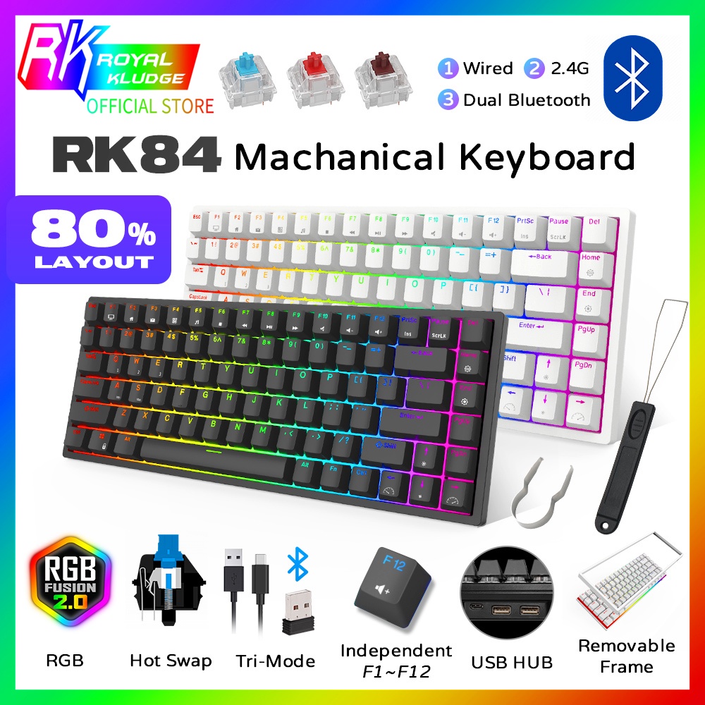 Official RK84 Wireless Bluetooth/2.4Ghz 80% RGB Mechanical Gaming ...