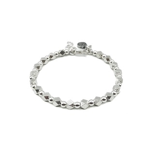 สร้อยข้อมือเงิน สร้อยข้อมือร้อยเม็ดเงินหกเหลี่ยม เงินแท้ 925 : DSP 925 Sterling Silver Beads Bracelets [CFS0001]