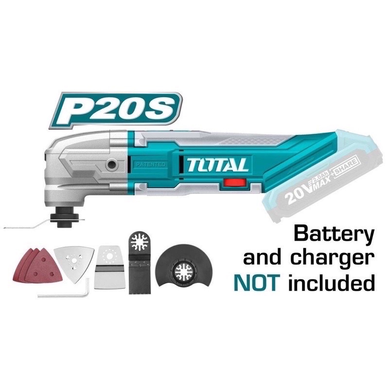 ราคาและรีวิวTotal เครื่อง ตัด ขัด อเนกประสงค์ ไร้สาย 20 โวลท์ รุ่น TMLI2001 ( Li-ion Multi-Tools ) ราคาไม่รวมแบตเตอรี่ แท่นชาร์จ