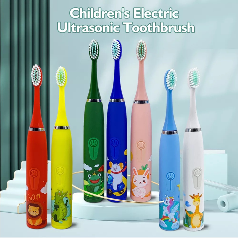 แปรงสีฟันเด็ก-แปรงสีฟันไฟฟ้าเด็ก-แบบสั่น-ชาร์จ-usb-ไม่ต้องใส่ถ่าน-แถมฟรี-5-หัวแปรง-สินค้าพร้อมส่งจากในไทย