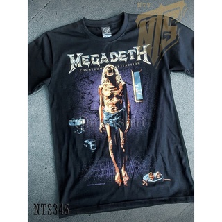 Tee ▩  NTS 345 Megadeth ROCK เสื้อยืด เสื้อวง เสื้อดำ สกรีนลายอย่างดี ผ้าหนานุ่ม ไม่หดไม่ย้วย NTS T SHIRT S M L XL XXL