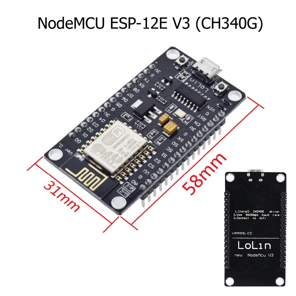 ภาพสินค้าพร้อมส่ง-NodeMCU V3/V2 ESP-12E (V3 CH340G / V2 CP2102) Lua WIFI ESP8266 ESP-12E จากร้าน allnewtrend บน Shopee ภาพที่ 2