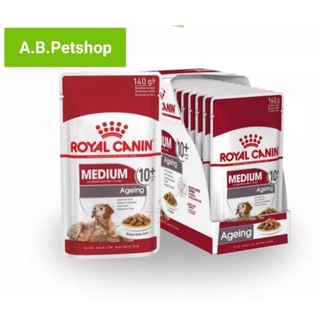 Royal Canin Medium ageing 10+ Gravy อาหารเปียก สุนัขสูงอายุพันธุ์กลาง แบบซอง (ยกกล่อง 140g. x 10 ซอง)