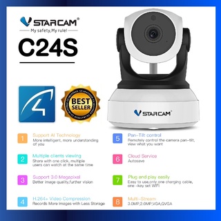 สินค้า 【VSTARCAM】C24S SUPER HD 1296P 3.0MegaPixel H.264+ WiFi iP Camera กล้องวงจรปิด