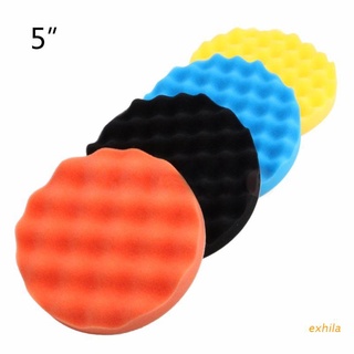 Exhila ชุดฟองน้ําขัดสําหรับขัดรถบัฟเฟอร์ 4 ชิ้น 5 นิ้ว (125 มม.)