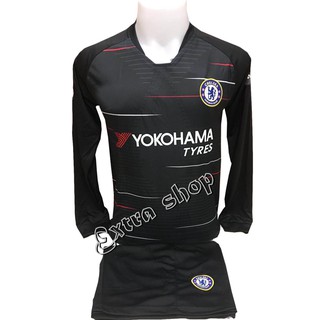 ส่งฟรี EMS ชุดบอลเชลซี Chelsea สีดำ แขนยาว ชุดฟุตบอล เสื้อบอล