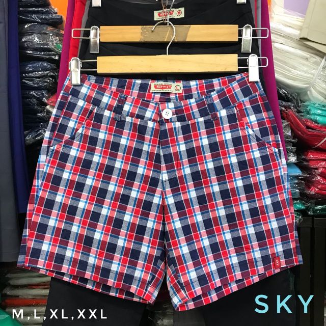 กางเกงขาสั้นลายสก็อต-ยาว15-มีหลายสี-มีไซส์s-xxl
