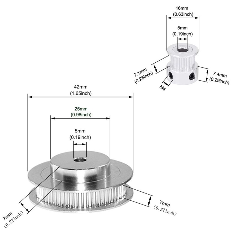 2-sets-2gt-20-amp-60-teeth-5mm-bore-aluminum-timing-pulley-width-6mm-belt