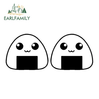 Earlfamily สติกเกอร์ไวนิล ลาย Onigiri Rice Ball JDM Bento Kawaii น่ารัก สีดํา เงิน สําหรับติดตกแต่งรถยนต์ 16 ซม. x 6.6 ซม.
