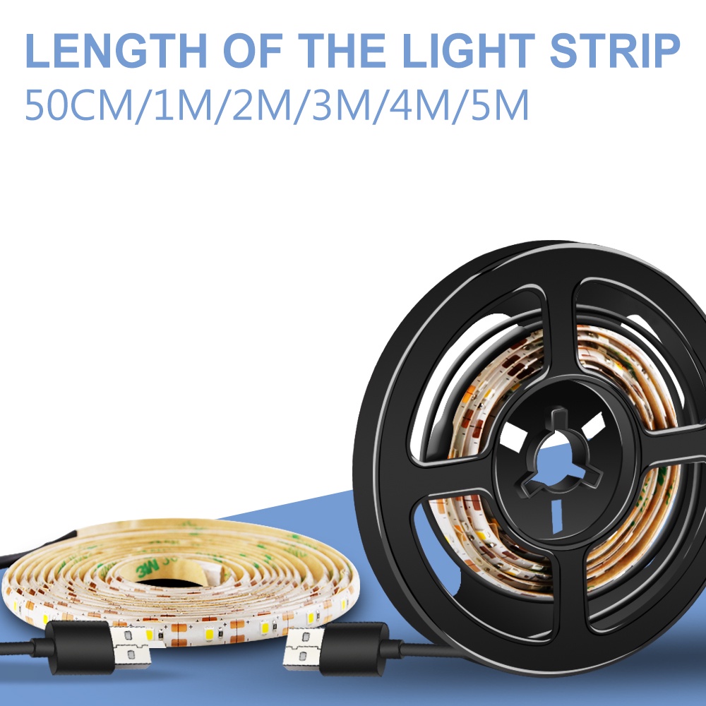 กันน้ำแถบไฟ-led-5v-usb-tv-led-light-เทป-fita-ไฟเส้น-led-light-ตู้เสื้อผ้าแบบยืดหยุ่น2835ไฟตู้50ซม-1m-2m-3m-4m-5m