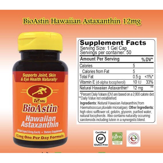 ภาพสินค้า((ไซส์ใหญ่ คุ้มสุดๆ)) Bioastin - Astaxanthin 12 mg 120 softgels สาหร่ายแดง Exp.12/2025แพคเก็จใหม่ จากร้าน youtheryshop บน Shopee ภาพที่ 2