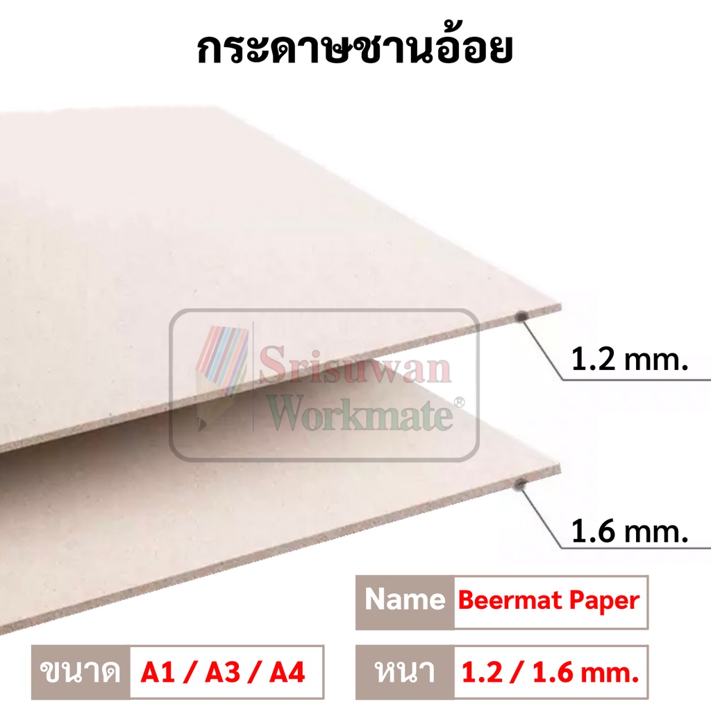แยกแผ่น 1 แผ่น กระดาษชานอ้อย ขนาด A4 A3 A1(50*70cm.) หนา 1.2มิล, 1.6