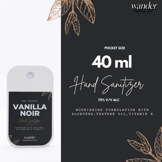 ภาพหน้าปกสินค้าWander French Vanilla Noir สเปรย์แอลกอฮอล์ กลิ่นหอม สูตรพรีเมียม 75% Hand Sanitizer ขนาด 40ml / 100ml ที่เกี่ยวข้อง