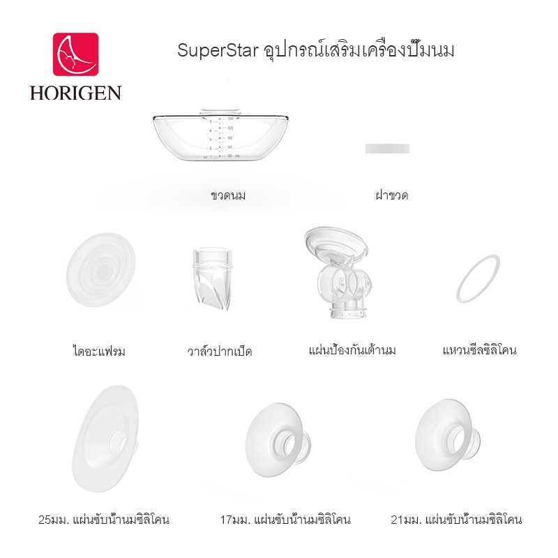 ภาพหน้าปกสินค้าHorigen Superstar อุปกรณ์เสริมเครื่องปั๊มนม กรวยยูฮาพลัส แถมปากเป็ดอีก 3 ชิ้น กรวยปั๊มนม สเปคต้า Spectra วาล์วปากเป็ด ไดอะแฟรม