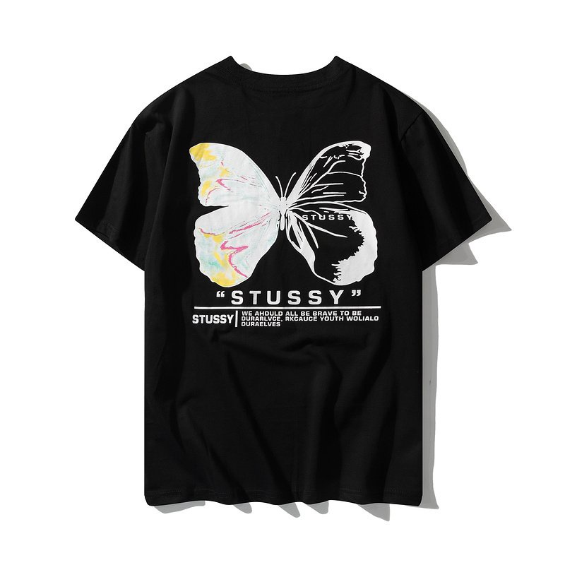 เสื้อยืดstussy-yin-and-yang-butterfly-print-pattern-couple-tshirts-pqm6