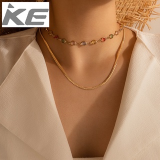 Long Color Rhinestone Chain Necklace Trendy Simple Temperament Clavicle Chain for girls for wo