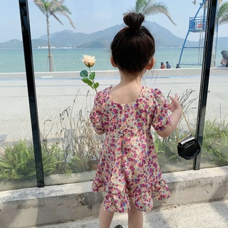 [Babycat] พร้อมส่ง ชุดเดรสเจ้าหญิง คอสี่เหลี่ยม ลายดอกไม้ สไตล์เกาหลี ญี่ปุ่น แฟชั่นฤดูร้อน สําหรับเด็กผู้หญิง 2022