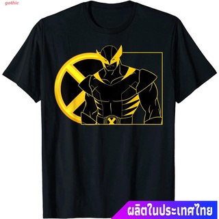 Tee เสื้อคนอ้วน เสื้อยืดแขนสั้น Marvel X-Men Wolverine Line Art Portrait T-Shirt Sports T-shirt