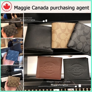 ราคา#Maggie Canada# ของแท้ 100% Coach / กระเป๋าสตางค์ผู้ชายใบสั้น / กระเป๋าใส่เหรียญ / กระเป๋าสตางค์ทรงคลาสสิค 74993
