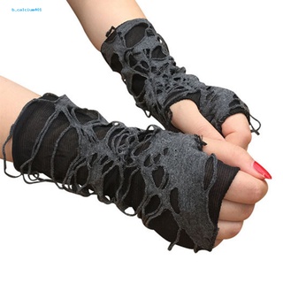 Farfi  1 Pair Cosplay Gloves Fingerless Punk Style Gloves Ripped Holes