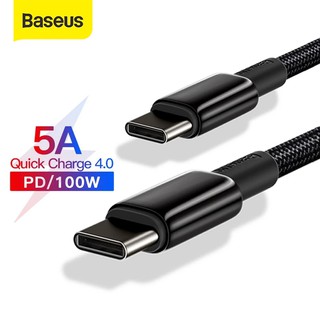 Baseus สายชาร์จเร็ว 100W USB C เป็น USB Type C สําหรับ Xiaomi Redmi Note 8 Pro 4.0 PD 100W MacBook iPad Pro