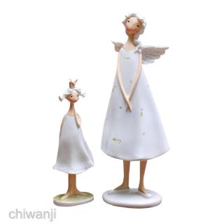 2Pcs Creative Angels Mother And Daughter Figurine Sculpture Home Desk Decor