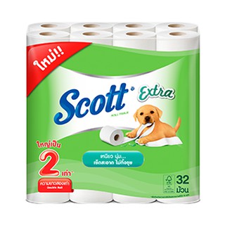 (แพ็ค 32 ม้วน) Scott Extra Double Roll Tissue กระดาษชำระ สก๊อตต์® เอ็กซ์ตร้า ขนาดความยาว 2 เท่า
