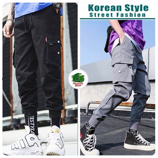 ภาพขนาดย่อสินค้ากางเกงขาเดฟ สตรีทบอย สไตล์เกาหลี ปลายขาจั๊ม พร้อมส่ง (JKL-922)