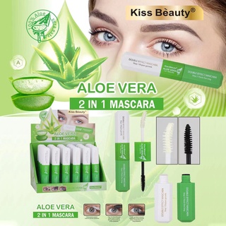 มาสคาร่า Aloe vera มาสคาร่า อายไลเนอร์ อโลเวร่า 2 In 1 มาสคาร่าตาโต อายไลน์เนอร์กันน้ำ มาสคาร่าน้องฉัตร