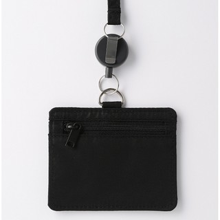 MUJI ที่ใส่บัตรพนักงาน หรือการ์ด แบบยืดหดได้ สีดำ ชุดละ 2 ชิ้น / MUJI - Nylon Stretch Card Case with Reel - Black