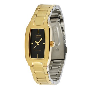 Casio นาฬิกาผู้หญิง Stainless Strap สีทอง/หน้าปัดดำ รุ่น LTP-1165N,LTP-1165N-1C,LTP-1165N-1CRDF