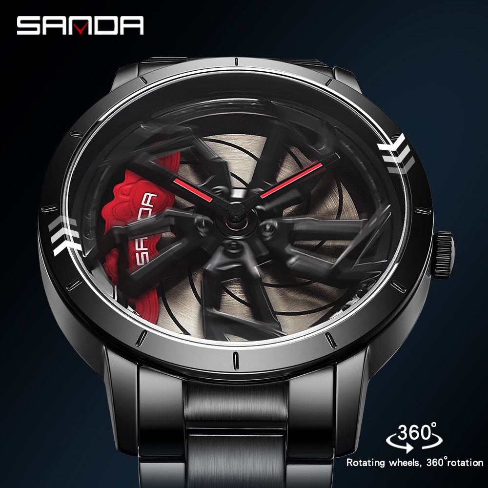 sanda-brand-นาฬิกาข้อมือควอตซ์แฟชั่น-สายแสตนเลส-หน้าปัดหมุนได้-กันน้ํา-สําหรับบุรุษ
