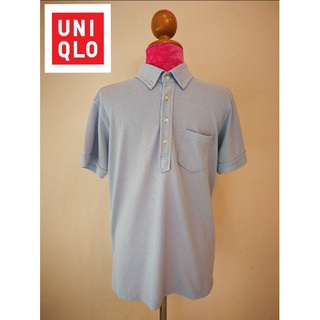 UNIQLO Brand_2nd hand เสื้อโปโลแขนสั้นผ้าผสมโพลีเอสเตอร์​ ​55% ฝ้าย 45%/ Size M/ แท้มือสองกระสอบนำเข้า​(made in China)
