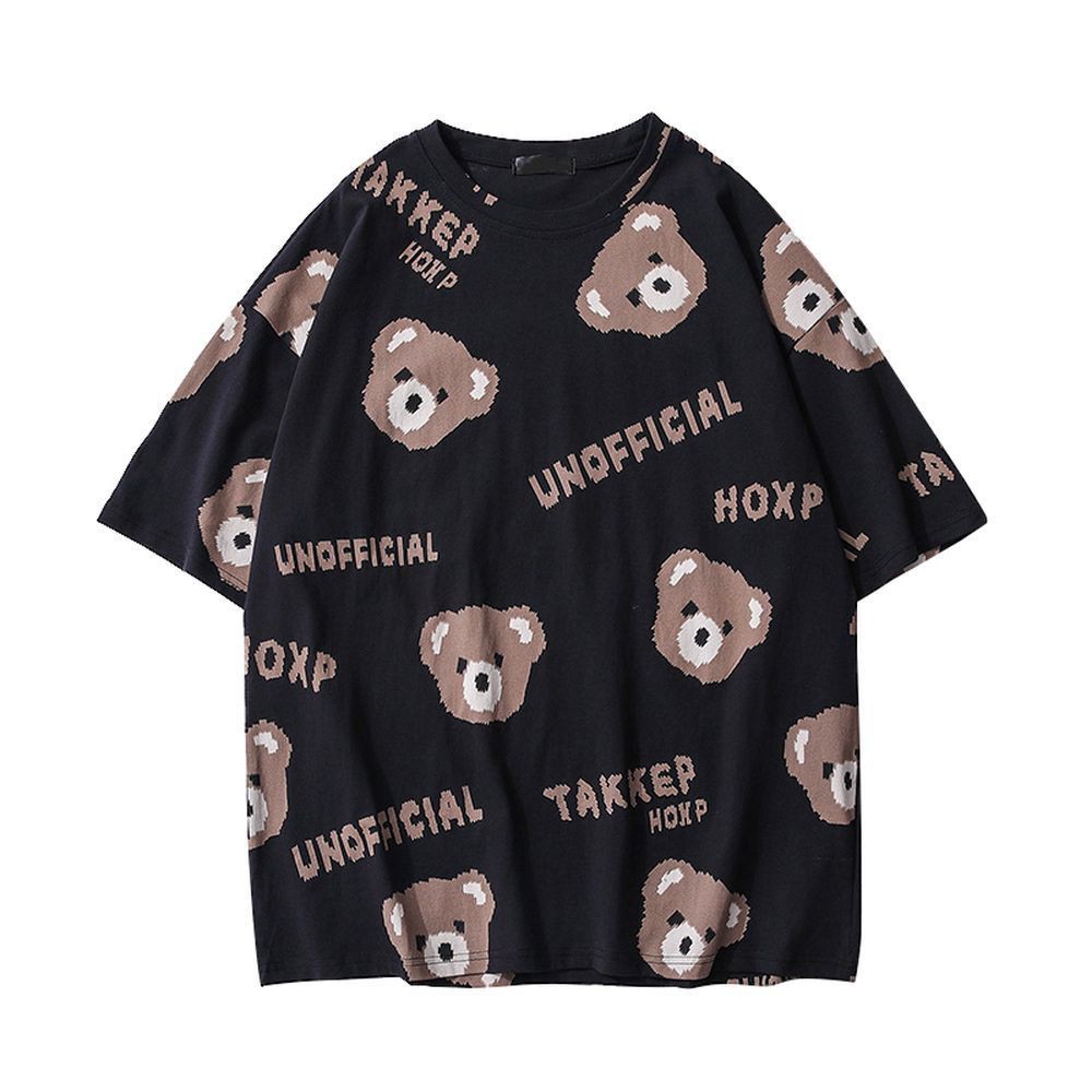 2021-summer-new-vintage-bear-short-sleeved-t-shirt-female-student-all-matching-harajuku-style-couple-bottoming-shirt-top