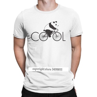 แฟชั่น♗™๑Cool Panda ขี่จักรยานขี่จักรยานผู้ชาย T เสื้อการ์ตูนจีนน่ารักสัตว์ Casual TEE เสื้อฟิตเนสเสื้อยืดผ้าฝ้าย Produc