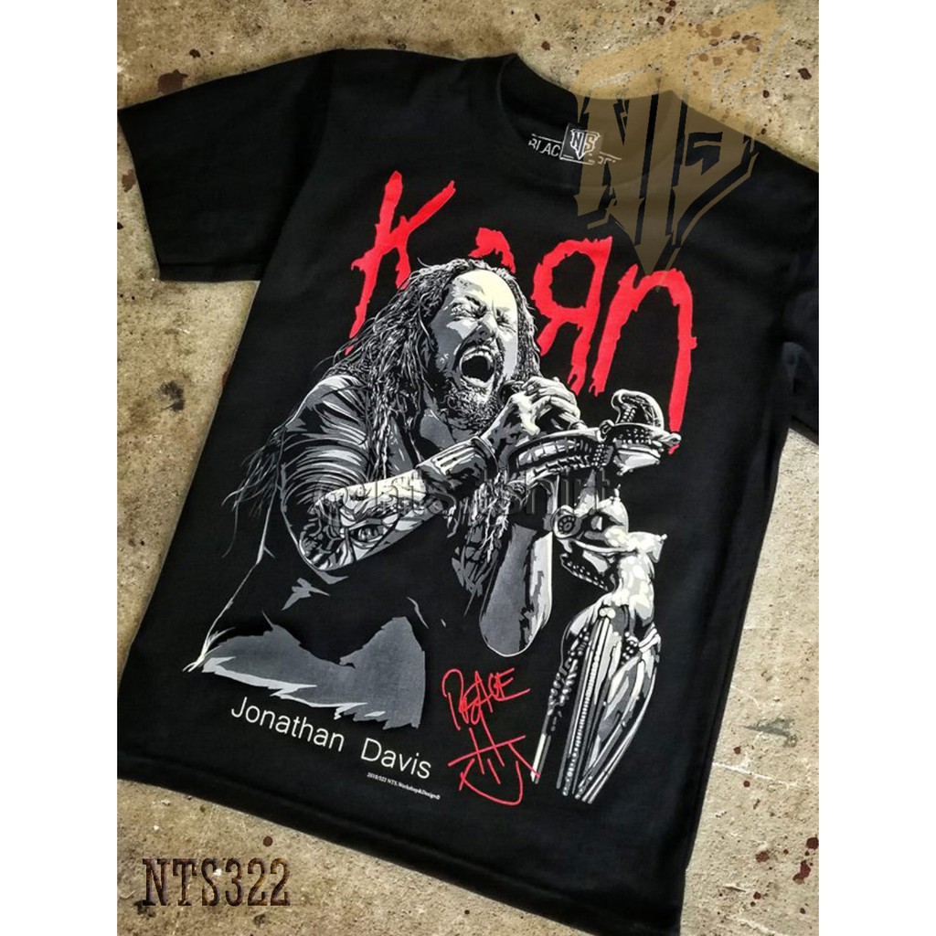 เสื้อยืดผ้าฝ้ายพรีเมี่ยม-322-korn-jonathan-davis-เสิ้อยืดดำ-เสื้อยืดชาวร็อค-เสื้อวง-new-type-system-rock-brand