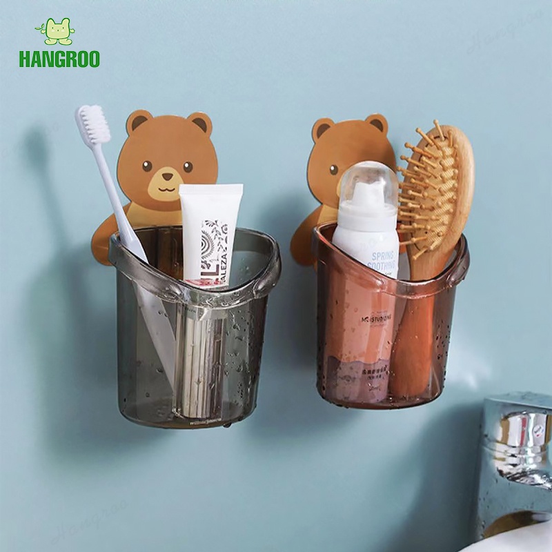 ภาพสินค้าHANGROO I012 ที่วางแปรงสีฟัน หมีน้อย ที่วางยาสีฟัน ชั้นวางของในห้องน้ำติดผนัง กล่องเก็บอุปกรณ์อาบน้ำ จากร้าน hangroo บน Shopee ภาพที่ 4
