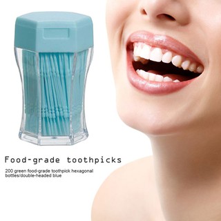 BYS  200 ก้าน ไหมขัดฟัน แบบสองหัว ดูแลช่องปาก ไม้จิ้มฟันพลาสติก แบบหัวแปรงสองด้าน สำหรับทำความสะอาดซอกฟัน