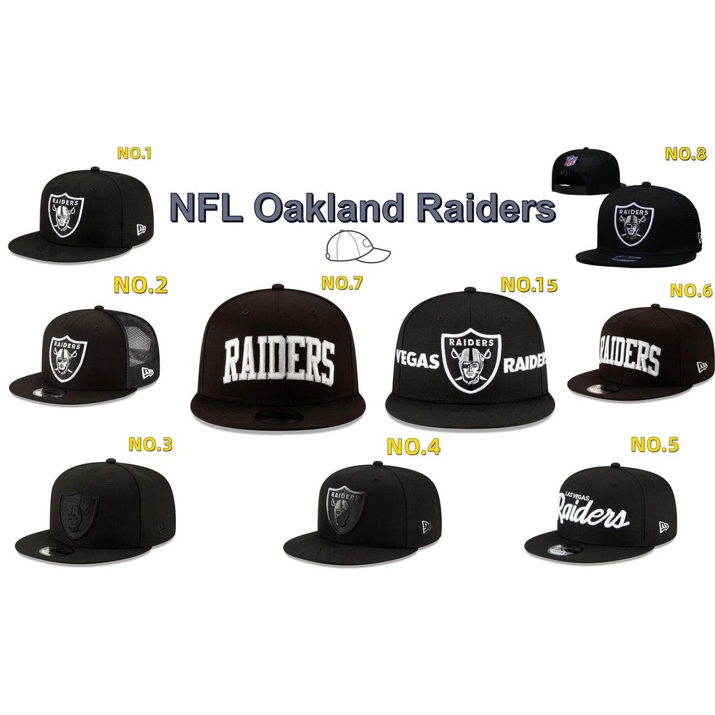 nfl-oakland-raiders-หมวกเบสบอล-ผ้าตาข่าย-ขอบแบน-สีดํา-สไตล์ฮิปฮอป-สําหรับผู้ชาย