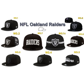 Nfl Oakland Raiders หมวกเบสบอล ผ้าตาข่าย ขอบแบน สีดํา สไตล์ฮิปฮอป สําหรับผู้ชาย