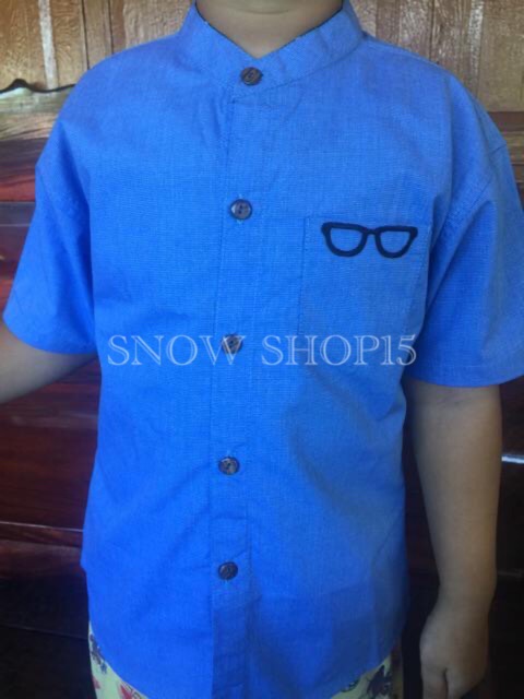 ภาพสินค้าเสื้อเชิ้ตเด็กแขนสั้น คอจีนปักแว่นตา(S,M,L,XL,XxL)5เดือนถึง8ขวบ จากร้าน snowshop15 บน Shopee ภาพที่ 6