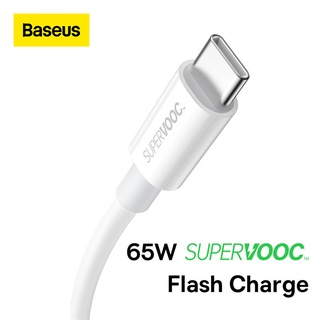 Baseus 65W USB เป็น Type C สายเคเบิล 6.5A ชาร์จเร็ว สายเคเบิลข้อมูลสมาร์ทโฟน สําหรับ OPPO Realme One Plus Xiaomi สายชาร์จ