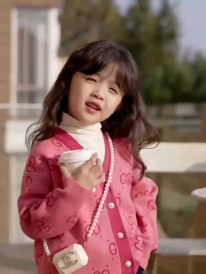 เสื้อคาร์ดิแกนถักใหม่ของเด็กผู้หญิง-เสื้อสเวตเตอร์แขนยาวสีตัดกันสำหรับเด็กผู้หญิงเกาหลี