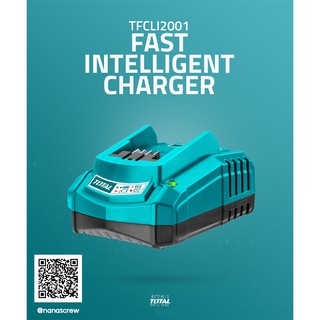 TOTAL แท่นชาร์จแบตเตอรี่ ลิเธียมไออน 20 โวลท์ TFCLI2001 ( Fast Intelligent Charger )