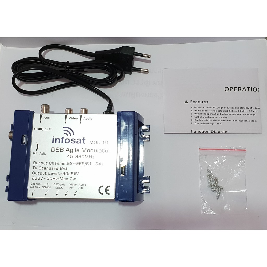 Modulator อุปกรณ์แปลงสัญญาณ AV เป็น RF รุ่น MOD-1 ยี่ห้อ INFOSAT ...