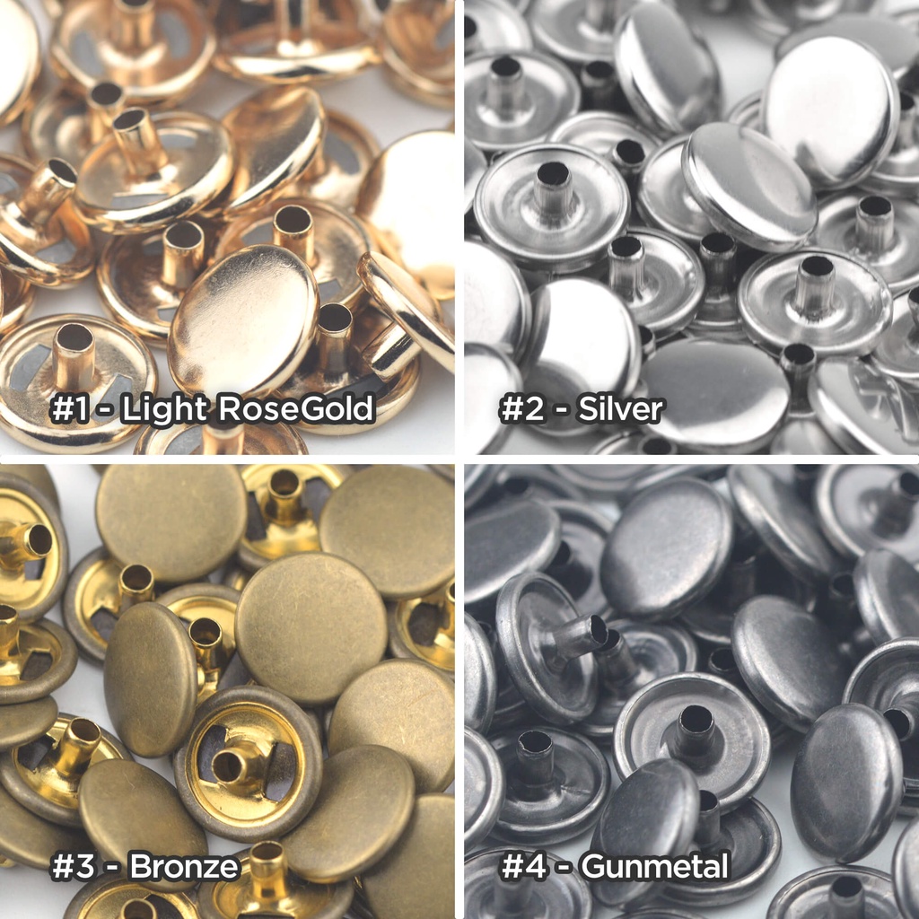 50 ชุด Multi-Size Silver Color Metal Snap Fasteners Press Studs Snap ...