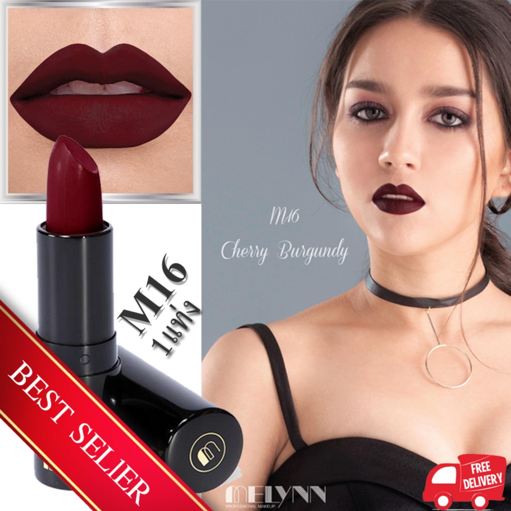 melynn-stunning-party-mattevelvet-lipstick-m16-cherry-burgundy-ลิปสติกเนื้อแมท