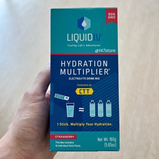Liquid I.V. Hydration Multiplier, รสสตรอเบอร์รี่ เครื่องดื่มผสมเกลือแร่ เพื่อผิวอิ่มน้ำ เปร่งปรั่งชุ่มชื่น, 10 ซอง